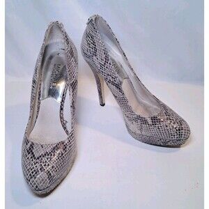 Michael Kors 6.5M Snakeskin Platform Pumps 5" Stiletto Heel Slip On Almond Toe
